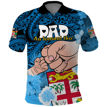 Dads Day Fiji Polo Shirt Dad Au Lomani Iko - Polynesian Flowers Tribal LT9