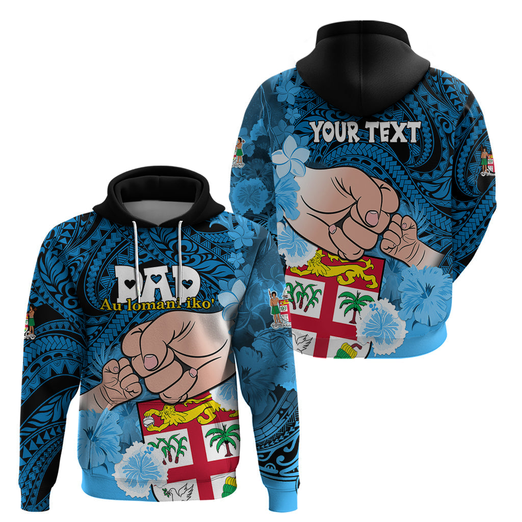 Personalised Dads Day Fiji Hoodie Dad Au Lomani Iko - Polynesian Flowers Tribal LT9