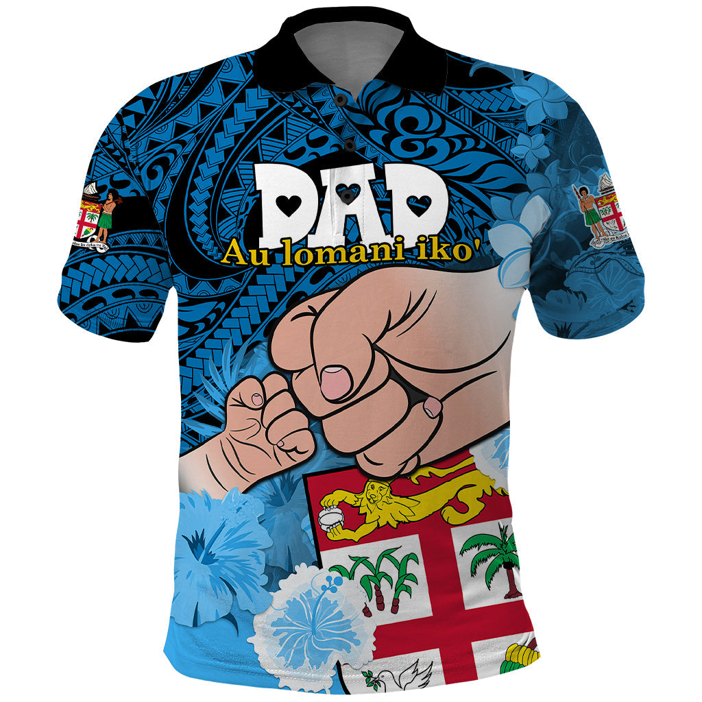 Personalised Dads Day Fiji Polo Shirt Dad Au Lomani Iko - Polynesian Flowers Tribal LT9