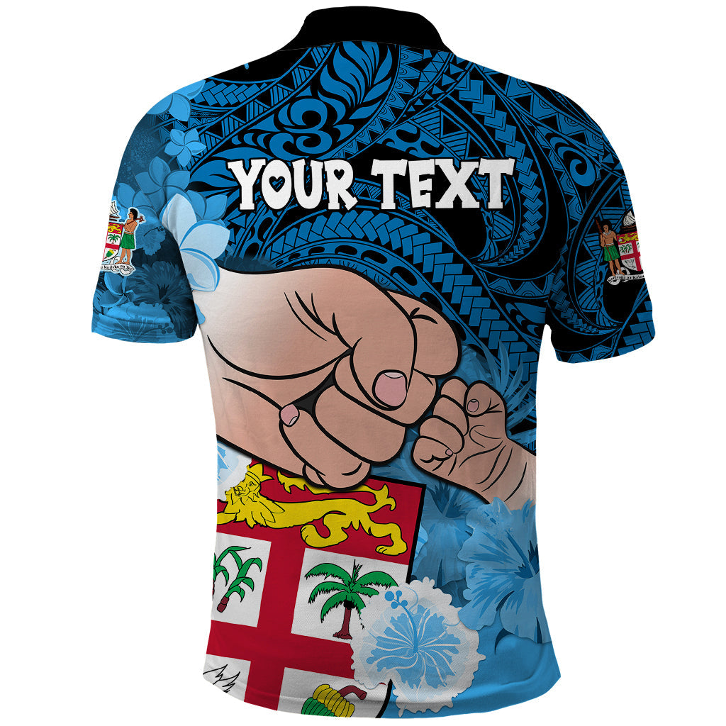Personalised Dads Day Fiji Polo Shirt Dad Au Lomani Iko - Polynesian Flowers Tribal LT9
