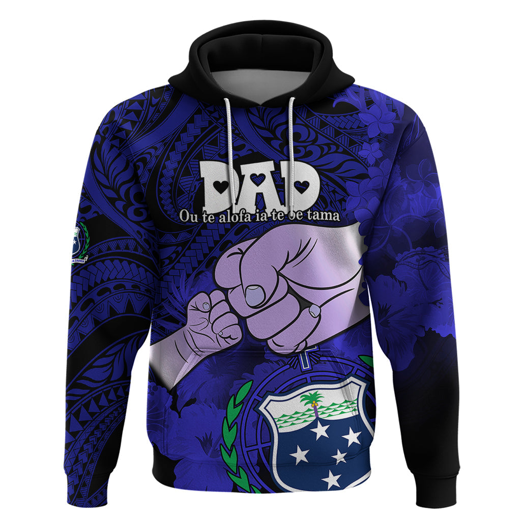 Dads Day Samoa Hoodie Dad Ou Te Alofa Ia Te Oe Tama - Blue Polynesian Flowers Tribal LT9