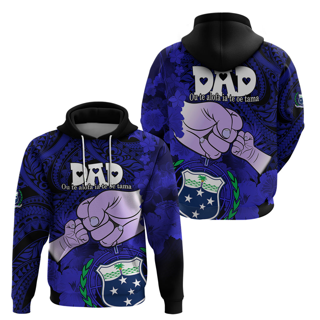 Dads Day Samoa Hoodie Dad Ou Te Alofa Ia Te Oe Tama - Blue Polynesian Flowers Tribal LT9