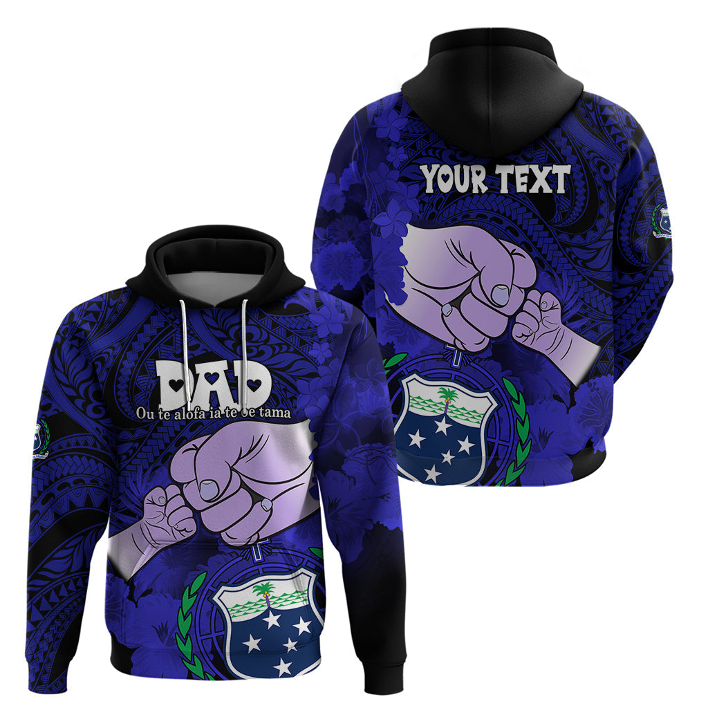 Personalised Fathers Day Polynesian Islands Samoa Hoodie Dad Ou Te Alofa Ia Te Oe Tama - Blue Polynesian Flowers Tribal LT9