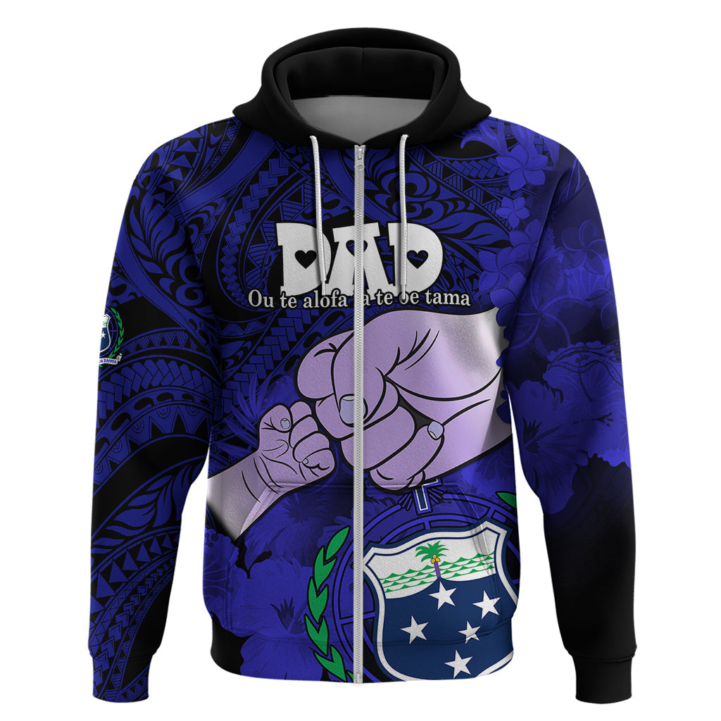 Personalised Dads Day Samoa Hoodie Dad Ou Te Alofa Ia Te Oe Tama - Blue Polynesian Flowers Tribal LT9