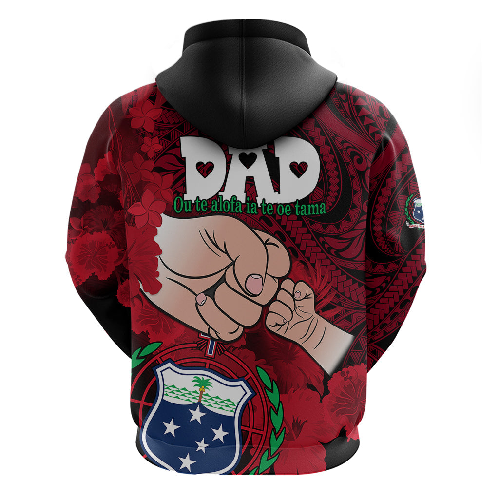 Dads Day Samoa Hoodie Dad Ou Te Alofa Ia Te Oe Tama - Red Polynesian Flowers Tribal LT9