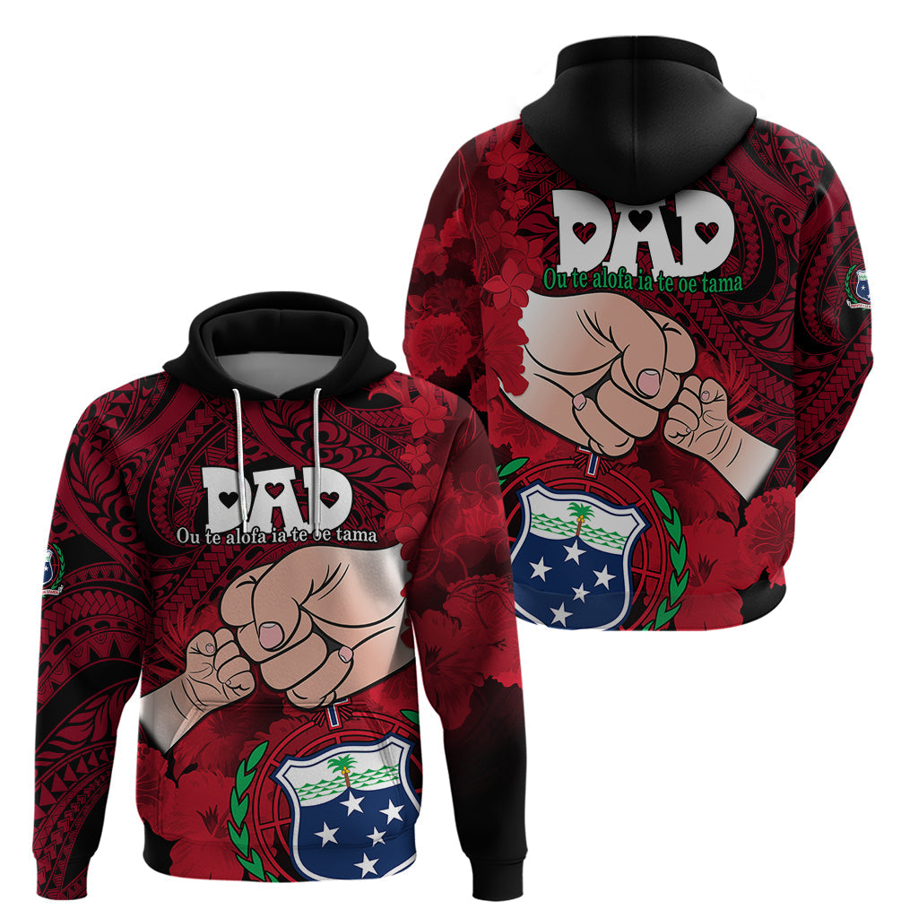 Dads Day Samoa Hoodie Dad Ou Te Alofa Ia Te Oe Tama - Red Polynesian Flowers Tribal LT9