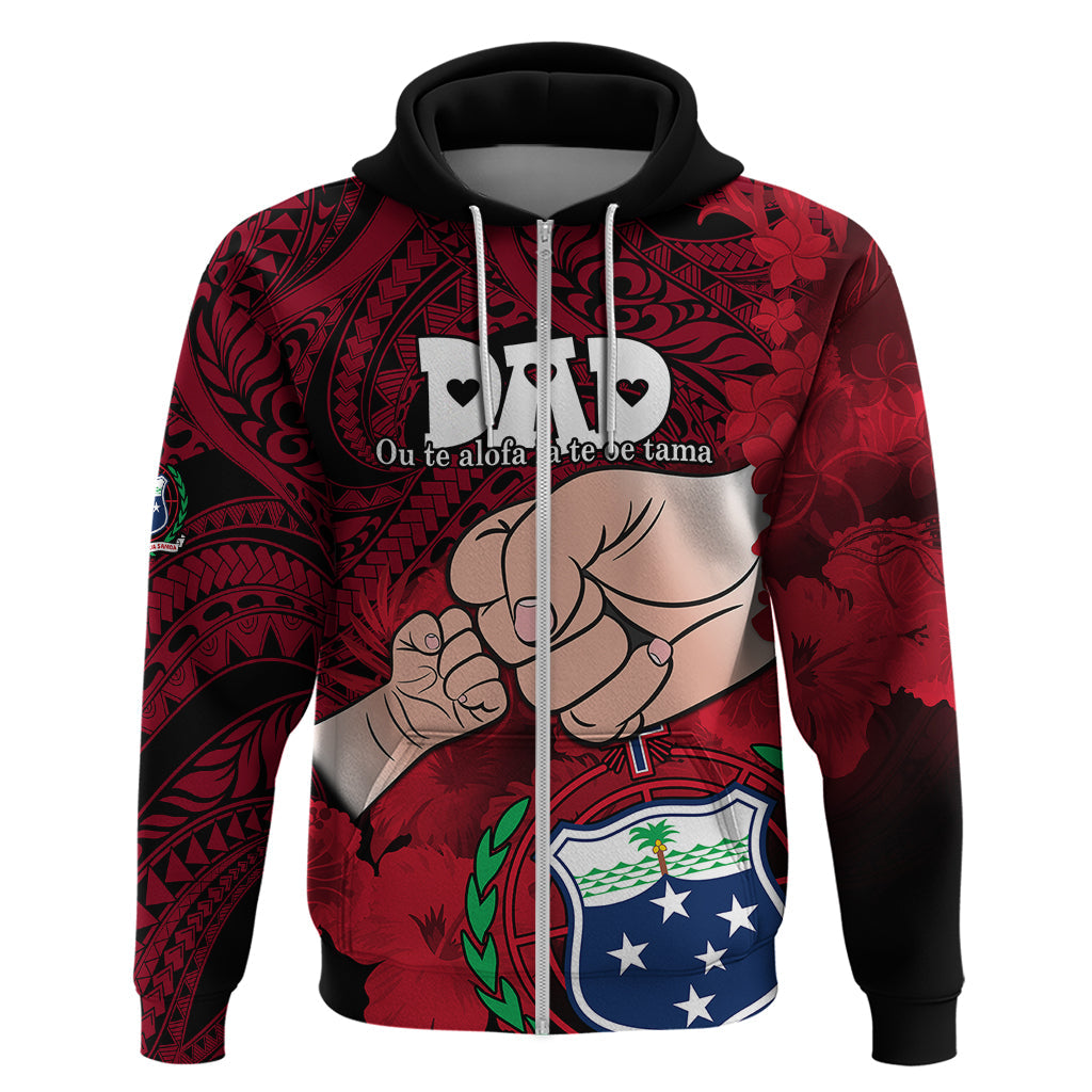 Fathers Day Polynesian Islands Samoa Hoodie Dad Ou Te Alofa Ia Te Oe Tama - Red Polynesian Flowers Tribal LT9