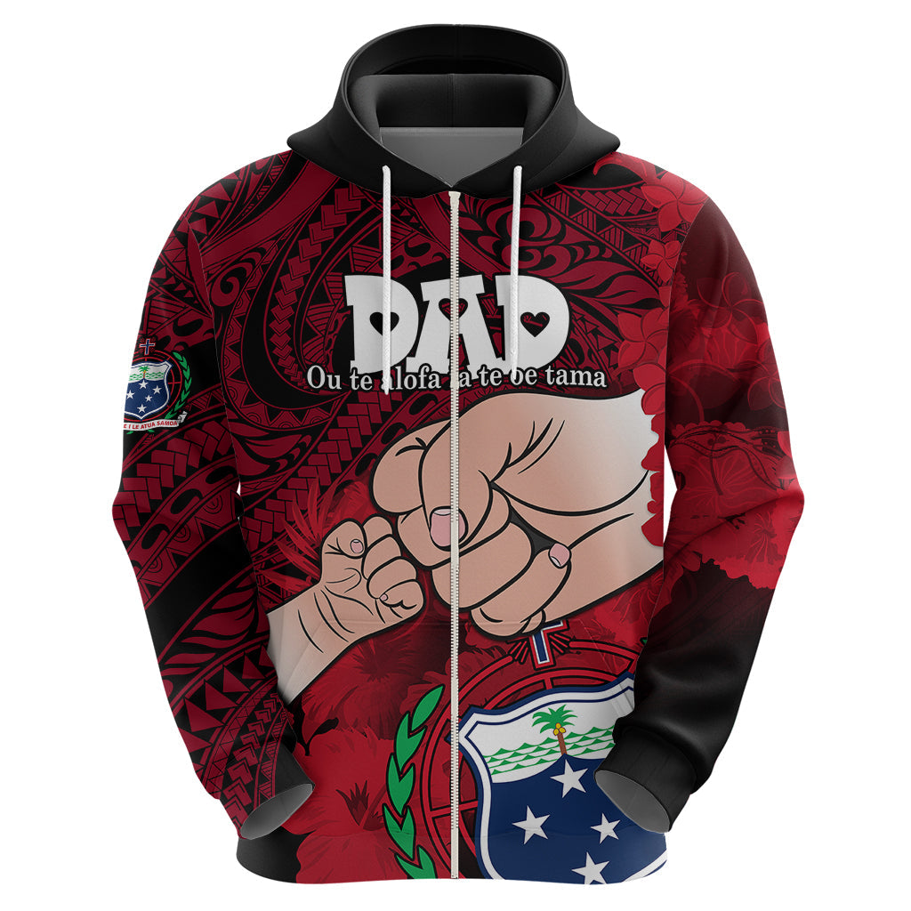 Fathers Day Polynesian Islands Samoa Hoodie Dad Ou Te Alofa Ia Te Oe Tama - Red Polynesian Flowers Tribal LT9