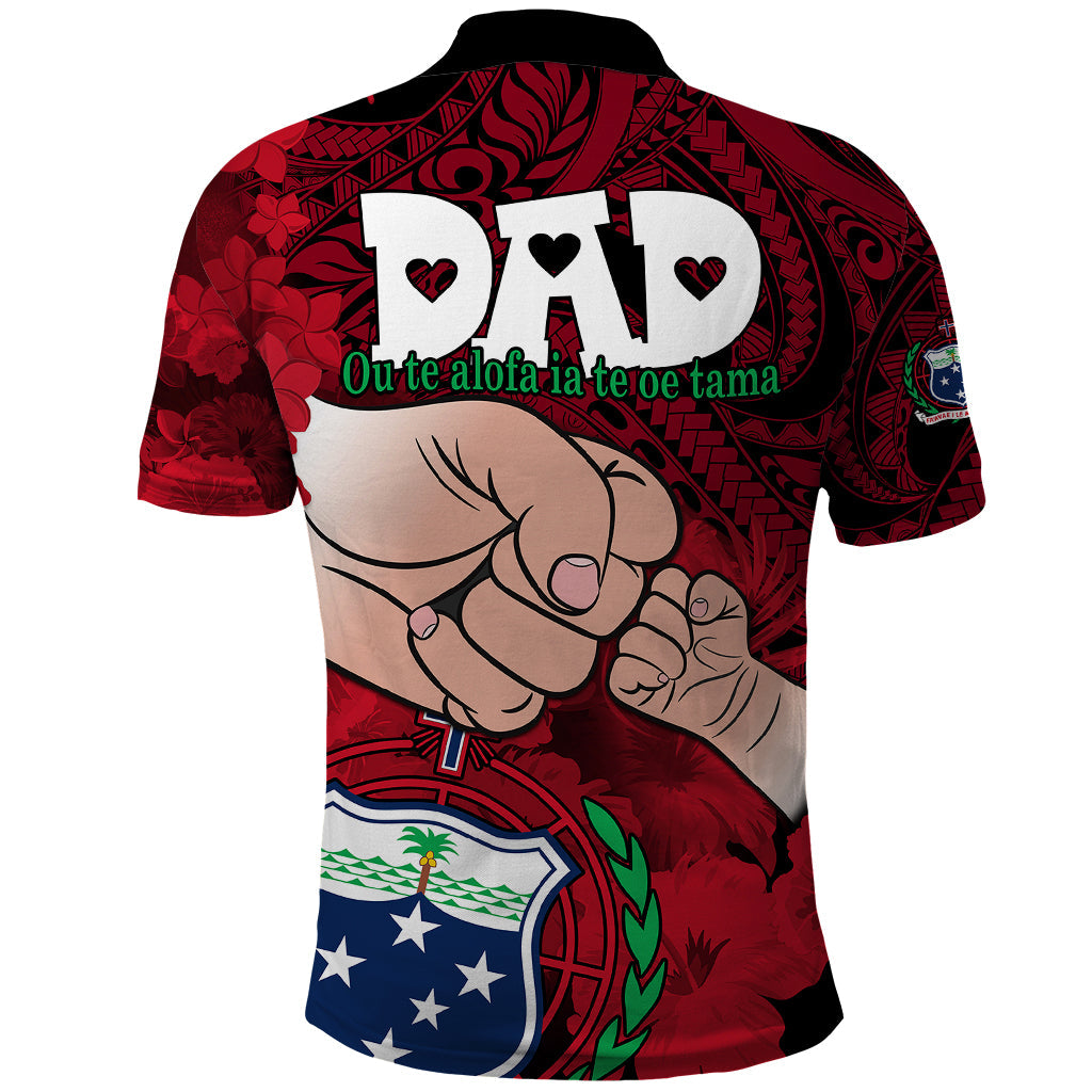 Fathers Day Polynesian Islands Samoa Polo Shirt Dad Ou Te Alofa Ia Te Oe Tama - Red Polynesian Flowers Tribal LT9