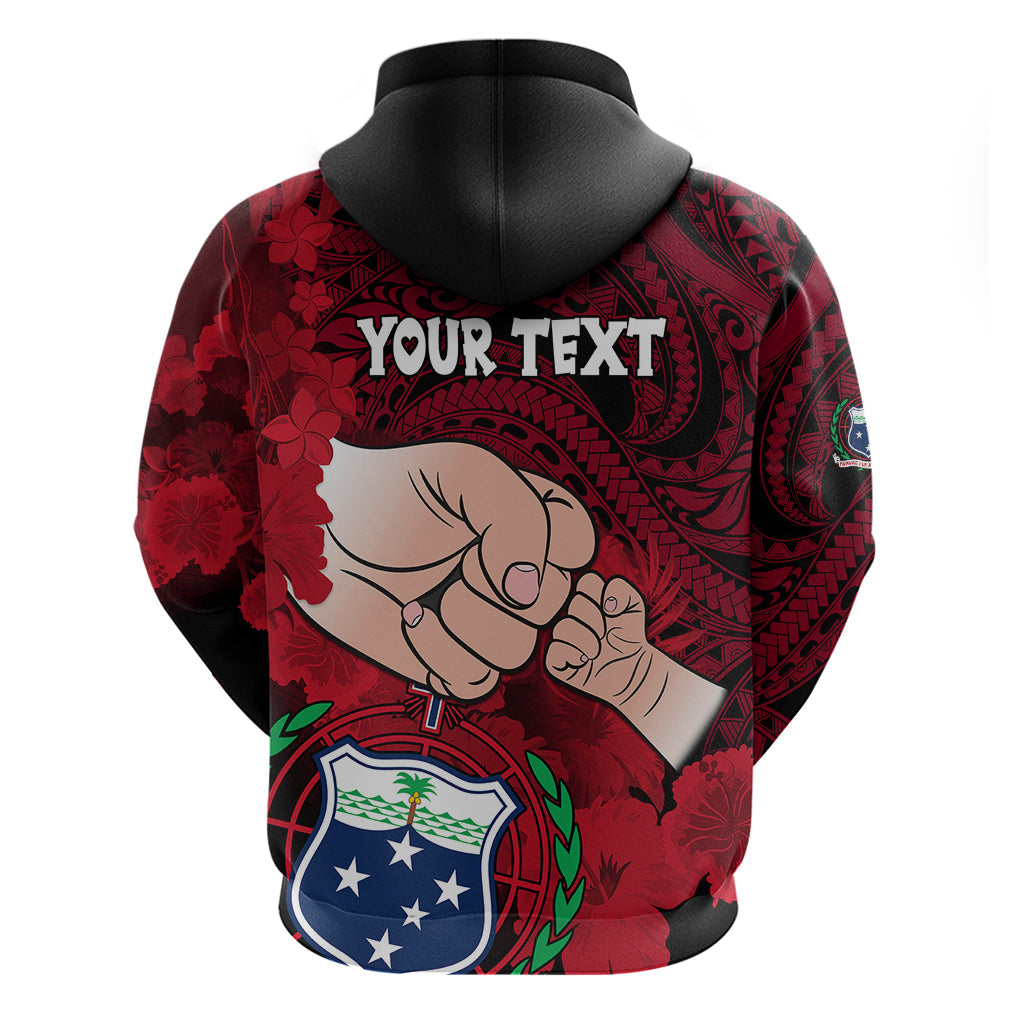 Personalised Fathers Day Polynesian Islands Samoa Hoodie Dad Ou Te Alofa Ia Te Oe Tama - Red Polynesian Flowers Tribal LT9