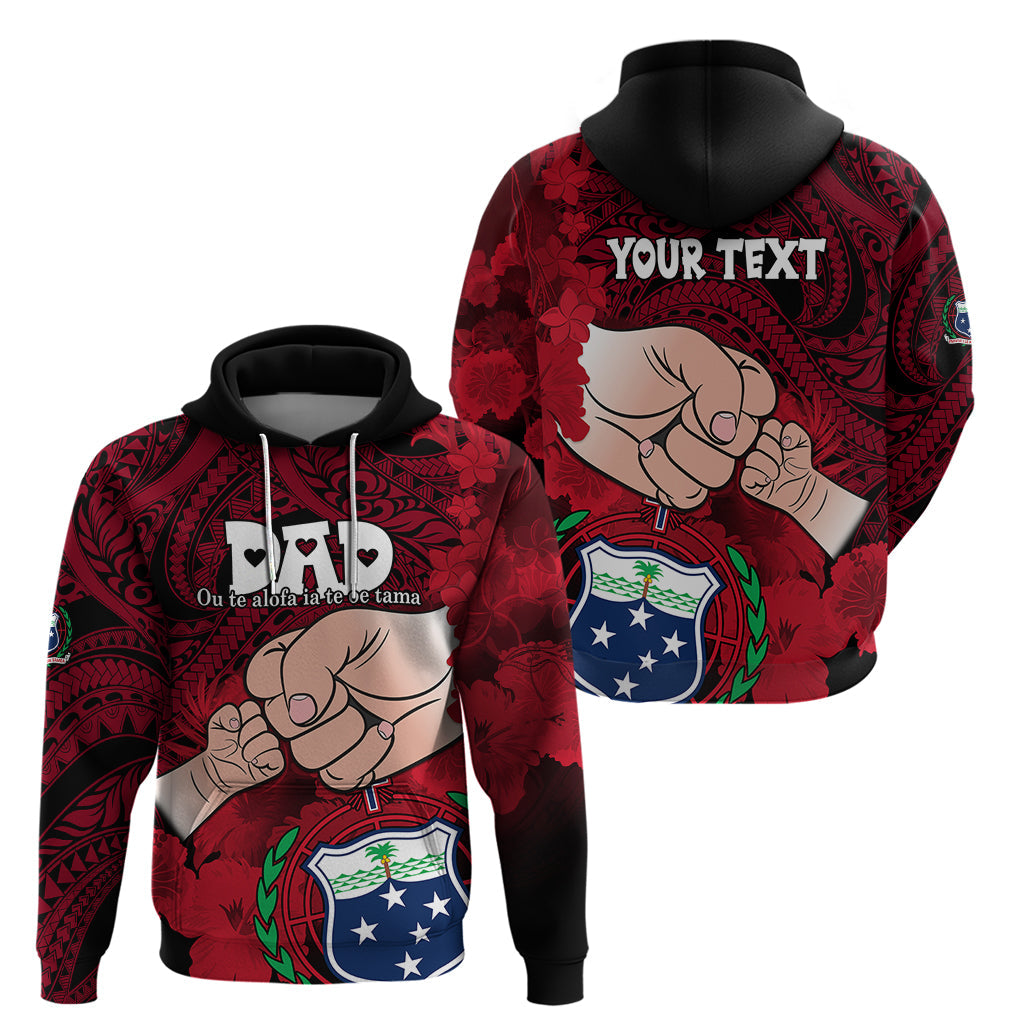 Personalised Fathers Day Polynesian Islands Samoa Hoodie Dad Ou Te Alofa Ia Te Oe Tama - Red Polynesian Flowers Tribal LT9