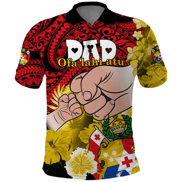 Dads Day Tonga Polo Shirt Dad Ofa lahi atu - Polynesian Flowers Tribal LT9