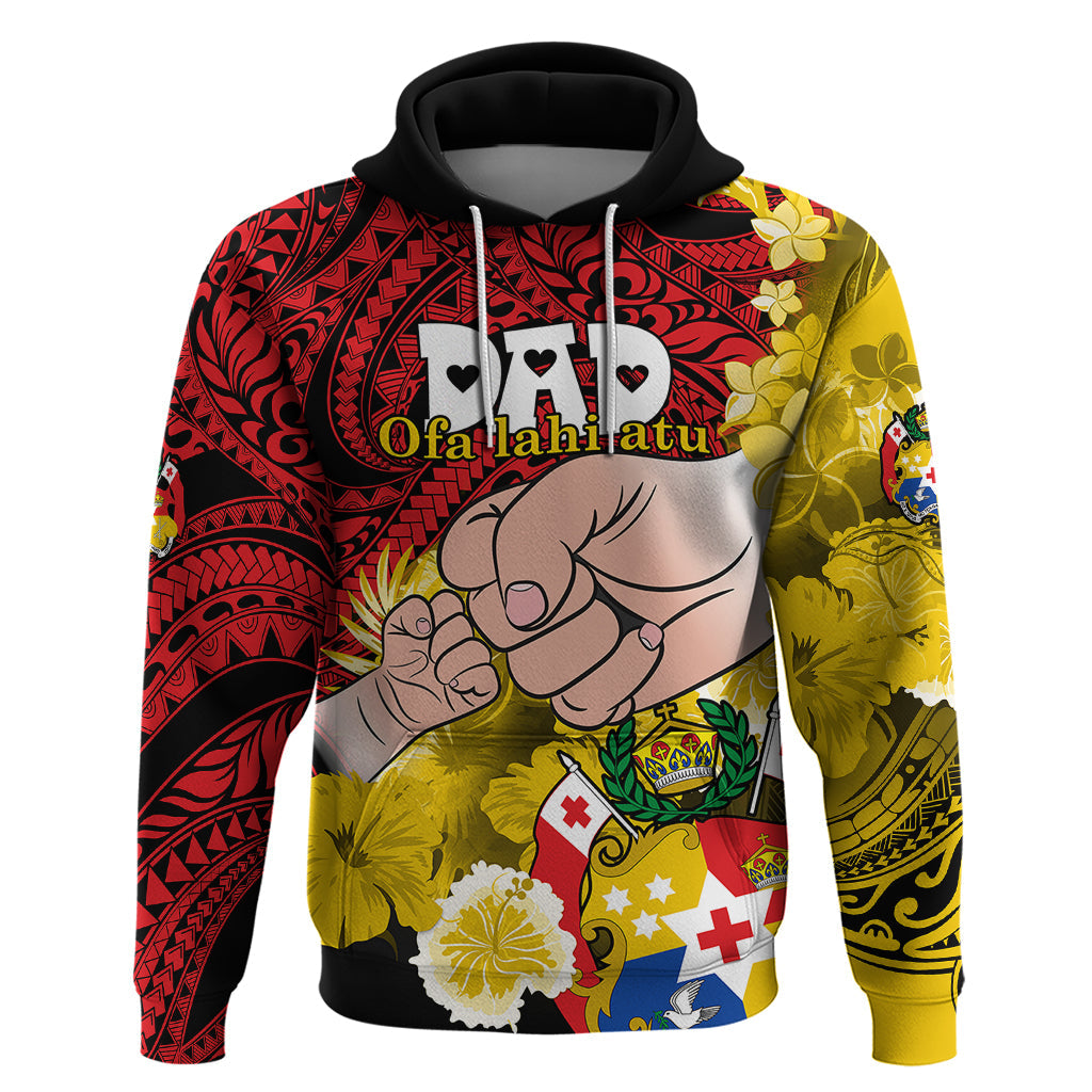 Personalised Fathers Day Polynesian Islands Tonga Hoodie Dad Ofa lahi atu - Polynesian Flowers Tribal LT9
