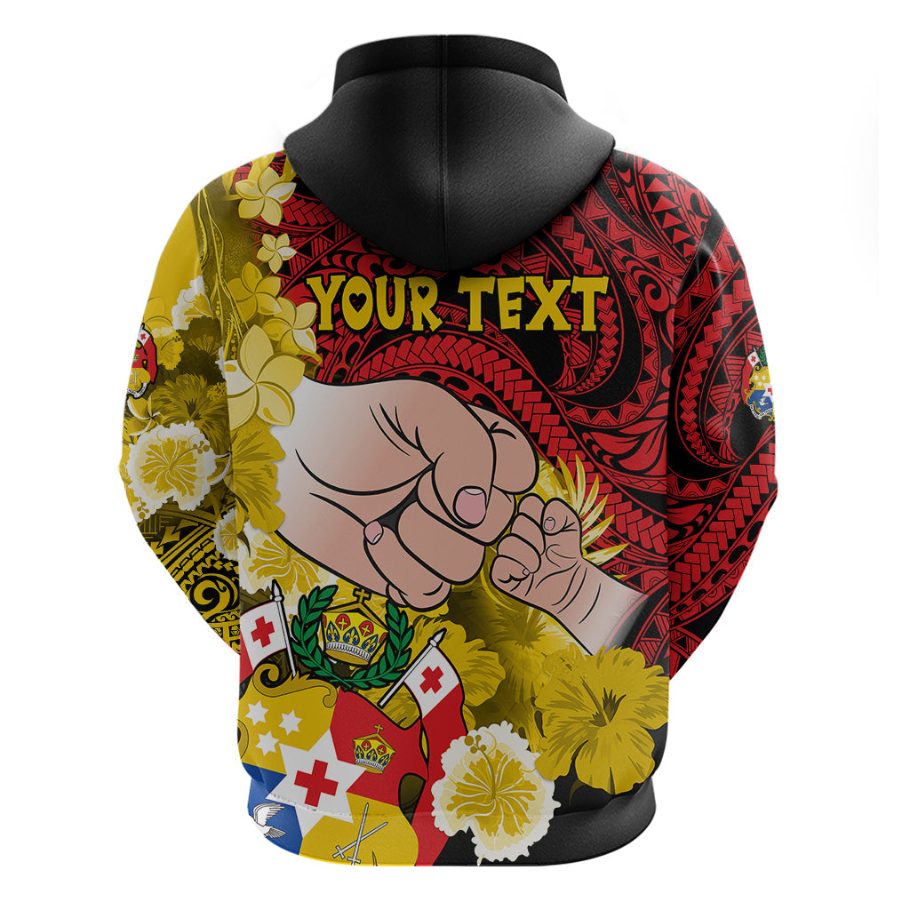 Personalised Fathers Day Polynesian Islands Tonga Hoodie Dad Ofa lahi atu - Polynesian Flowers Tribal LT9
