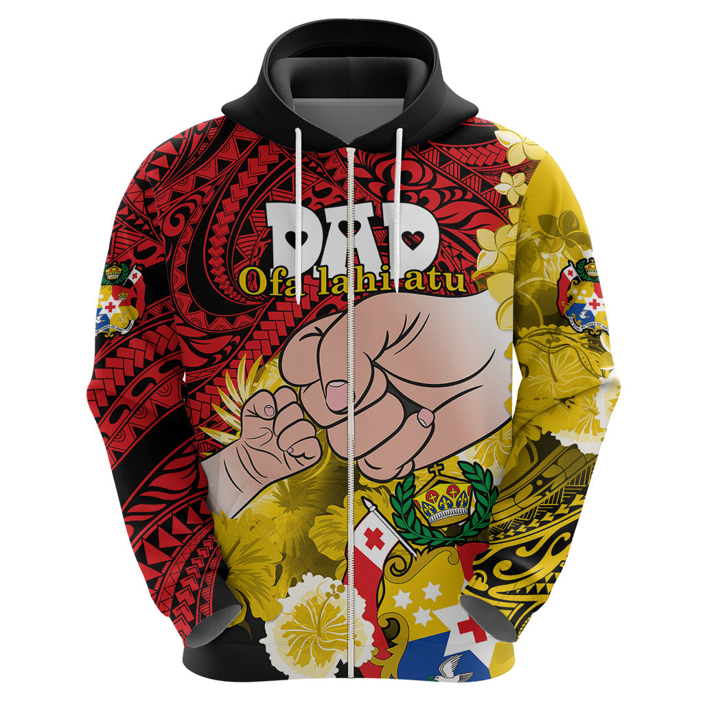 Personalised Fathers Day Polynesian Islands Tonga Hoodie Dad Ofa lahi atu - Polynesian Flowers Tribal LT9