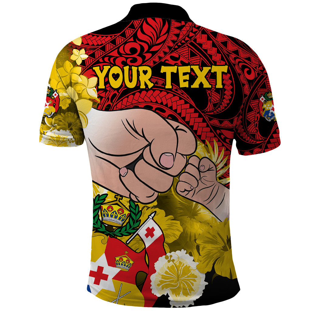 Personalised Dads Day Tonga Polo Shirt Dad Ofa lahi atu - Polynesian Flowers Tribal LT9
