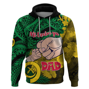 Dads Day Vanuatu Hoodie Dad Mi lavem yu - Polynesian Flowers Tribal LT9