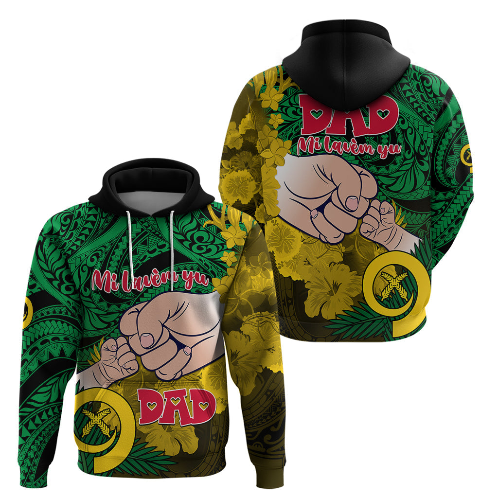Dads Day Vanuatu Hoodie Dad Mi lavem yu - Polynesian Flowers Tribal LT9