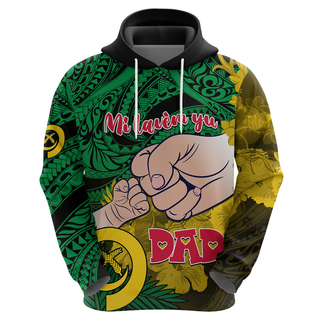 Dads Day Vanuatu Hoodie Dad Mi lavem yu - Polynesian Flowers Tribal LT9
