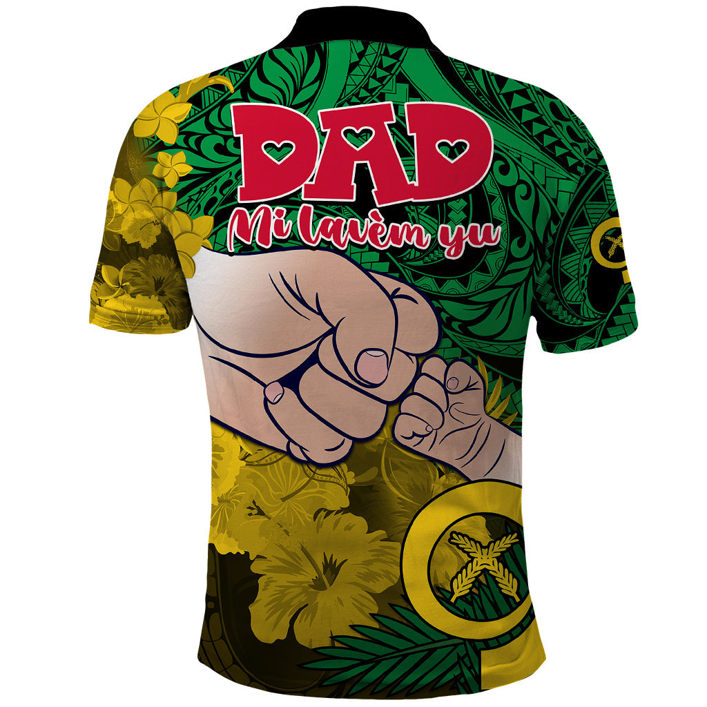 Dads Day Vanuatu Polo Shirt Dad Mi lavem yu - Polynesian Flowers Tribal LT9