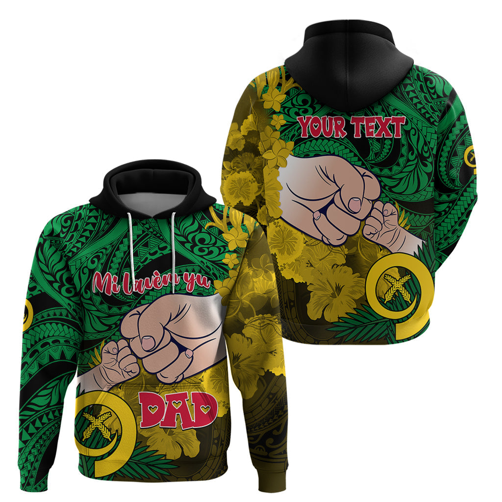 Personalised Fathers Day Polynesian Islands Vanuatu Hoodie Dad Mi lavem yu - Polynesian Flowers Tribal LT9