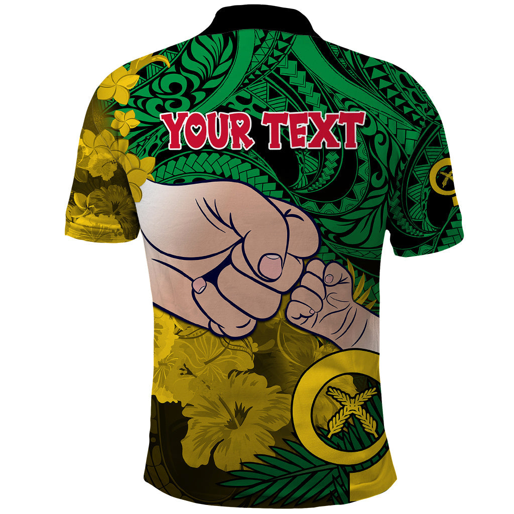 Personalised Dads Day Vanuatu Polo Shirt Dad Mi lavem yu - Polynesian Flowers Tribal LT9
