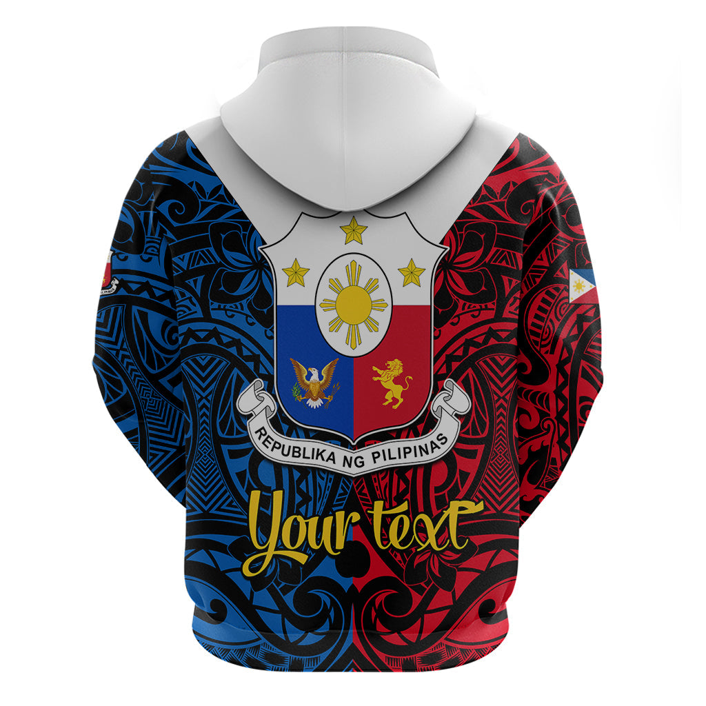 Personalised 125th Independence Anniversary Philippines Hoodie Polynesian Pilipinas Flag Style - Black LT9