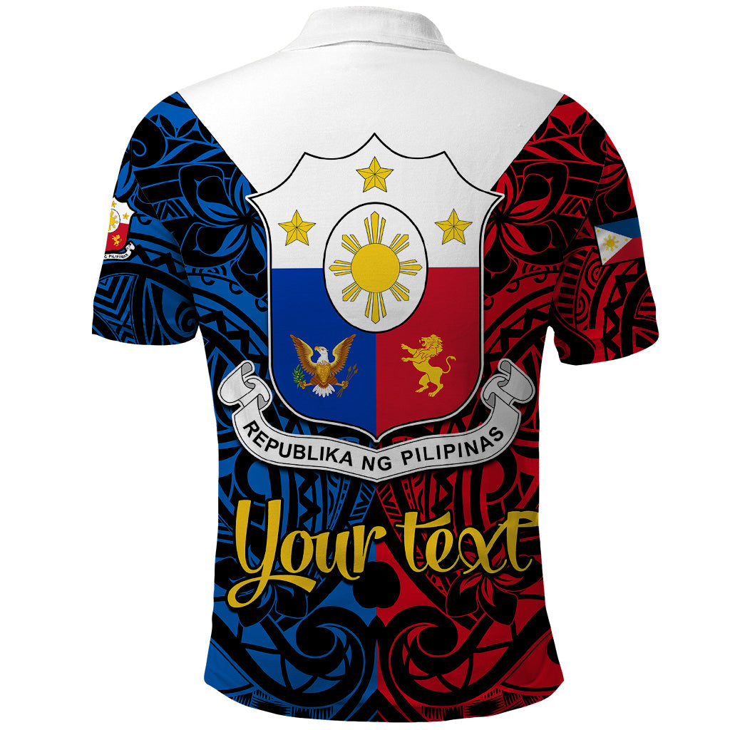 Personalised 125th Independence Anniversary Philippines Polo Shirt Polynesian Pilipinas Flag Style - Black LT9