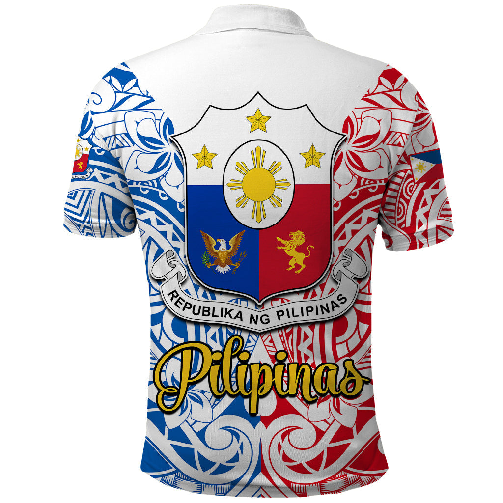 125th Independence Anniversary Philippines Polo Shirt Polynesian Pilipinas Flag Style - White LT9