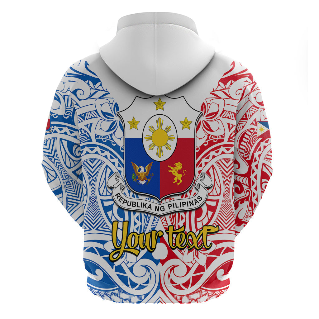 Personalised Polynesian Philippines Hoodie Pilipinas Flag Style for 125th Independence Anniversary White LT9