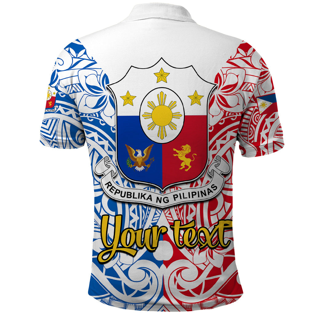 Personalised 125th Independence Anniversary Philippines Polo Shirt Polynesian Pilipinas Flag Style - White LT9