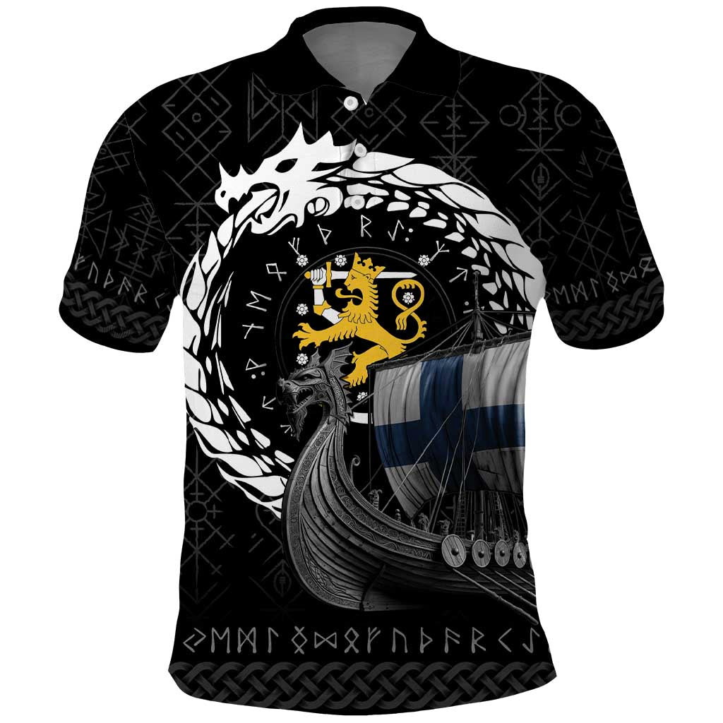 Finland Viking Drakkar Polo Shirt Viking Blood LT9