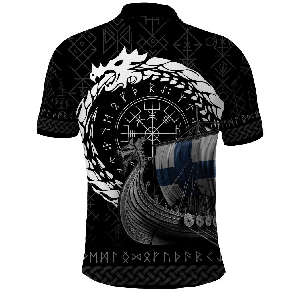 Finland Viking Drakkar Polo Shirt Viking Blood LT9