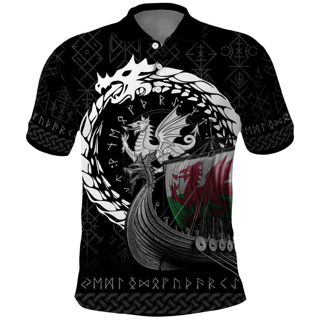 Wales Viking Drakkar Polo Shirt Viking Blood LT9
