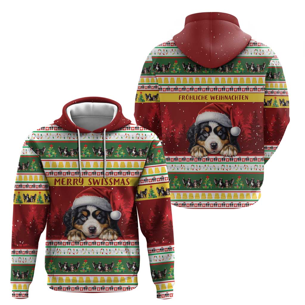 Merry Swissmas Bernese Mountain Dog Hoodie Switzerland Christmas Pattern LT9