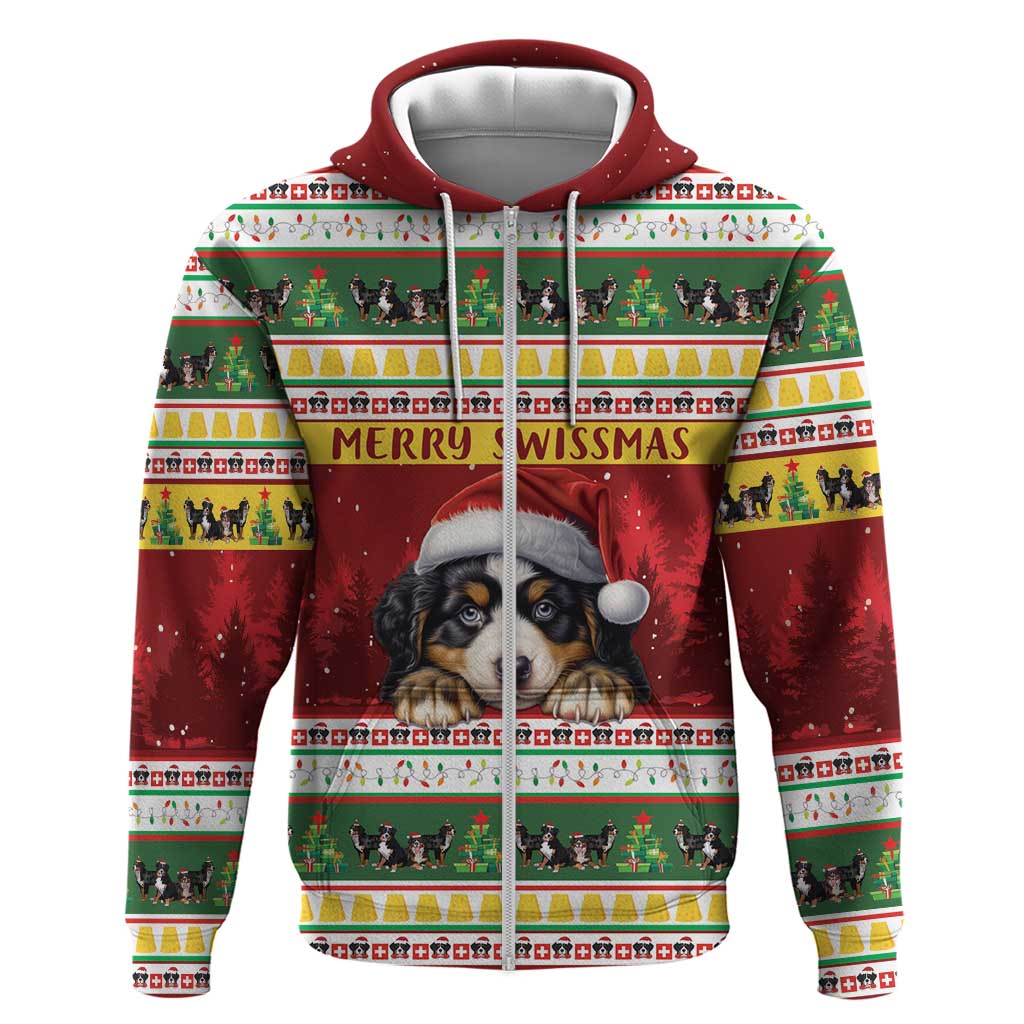 Merry Swissmas Bernese Mountain Dog Hoodie Switzerland Christmas Pattern LT9