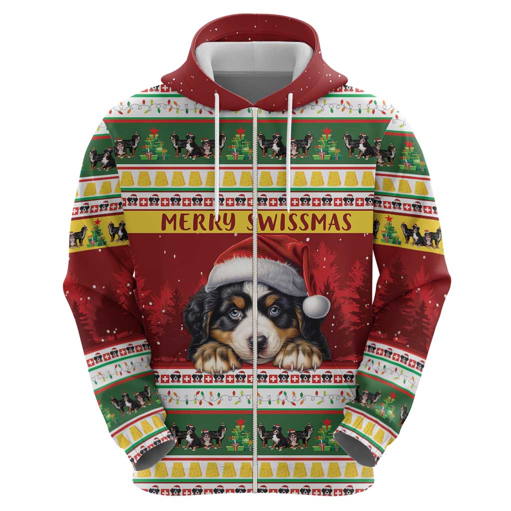 Merry Swissmas Bernese Mountain Dog Hoodie Switzerland Christmas Pattern LT9