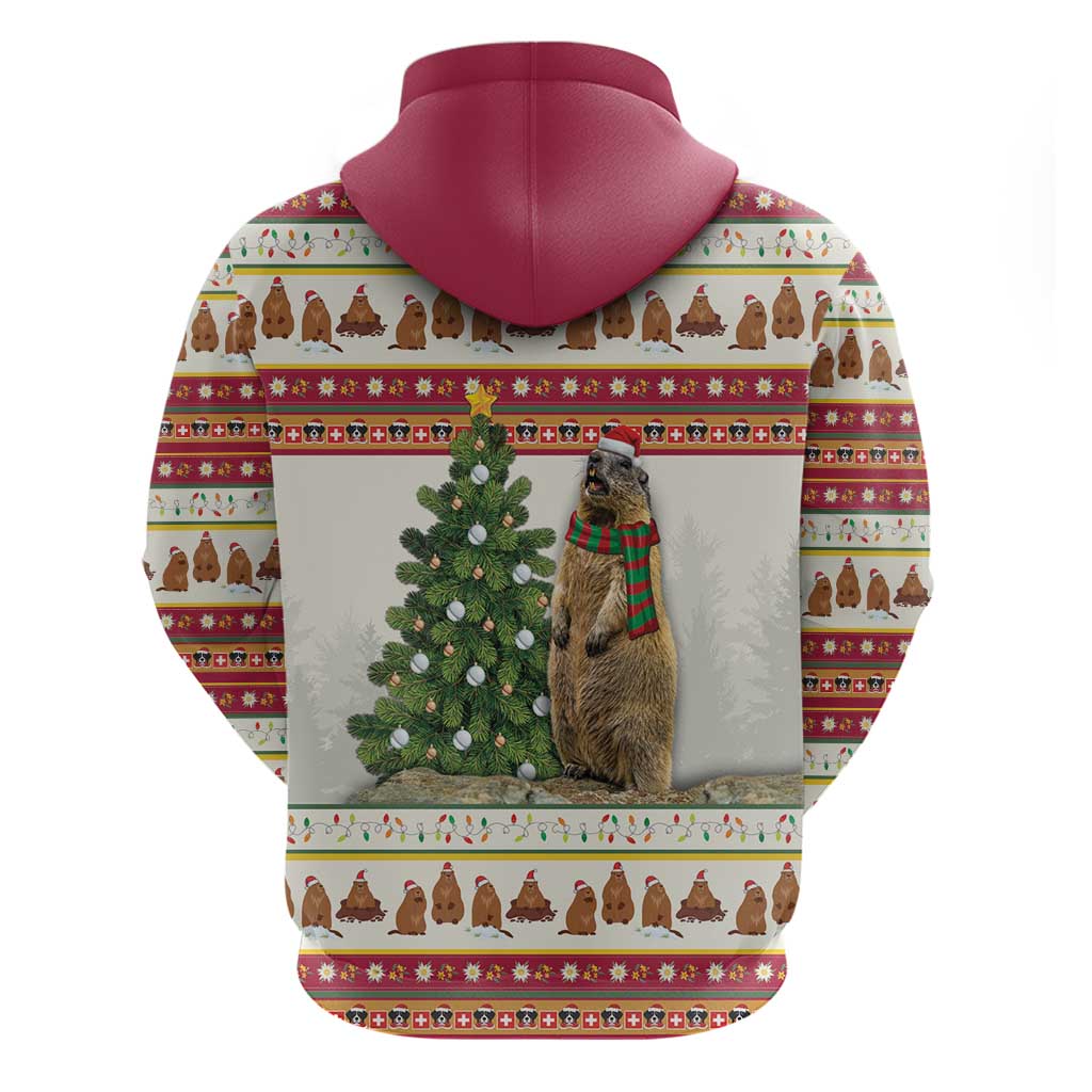 Merry Swissmas Marmot Santa Hoodie Switzerland Christmas Pattern LT9