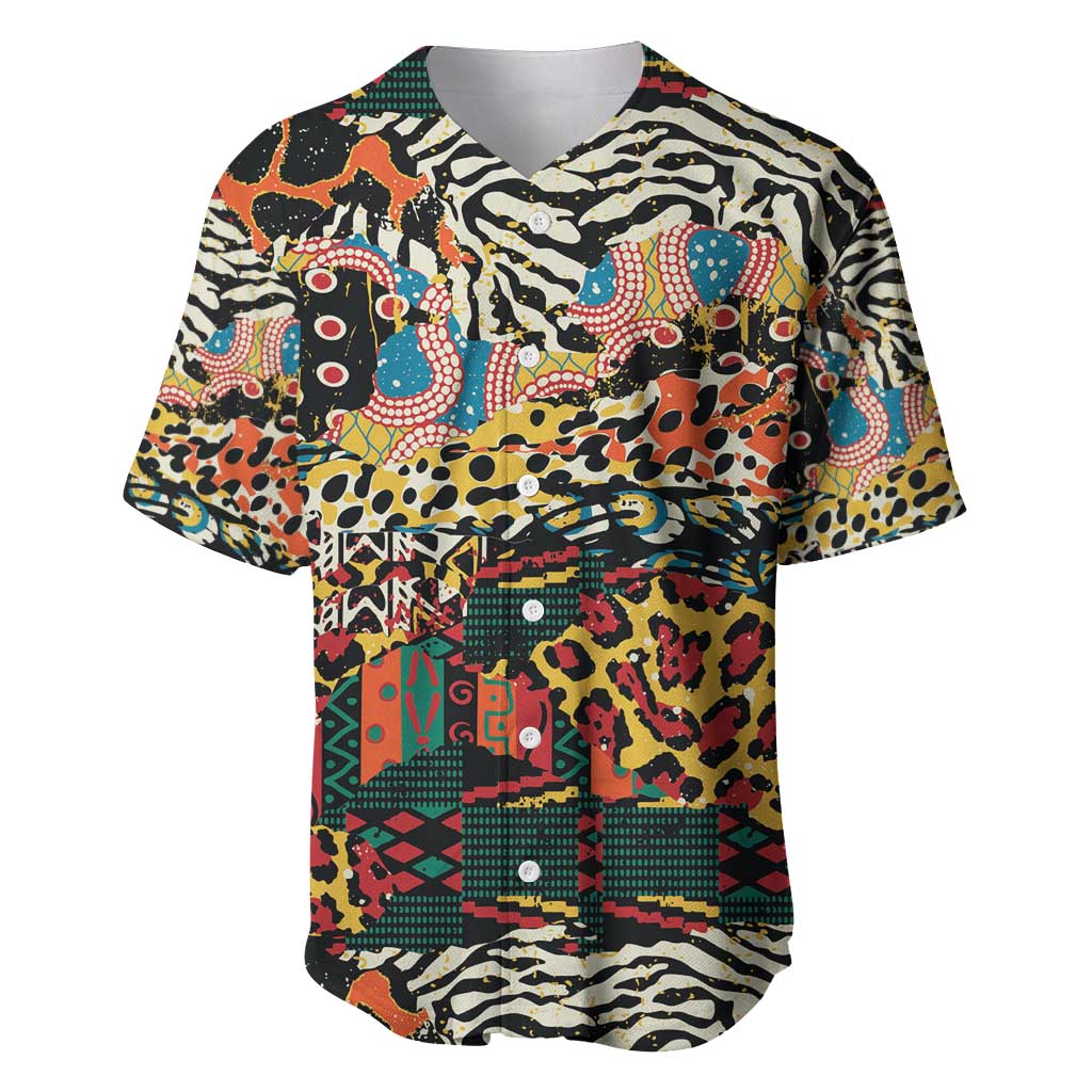 African Mixed Wild Animal Skins Baseball Jersey LT9