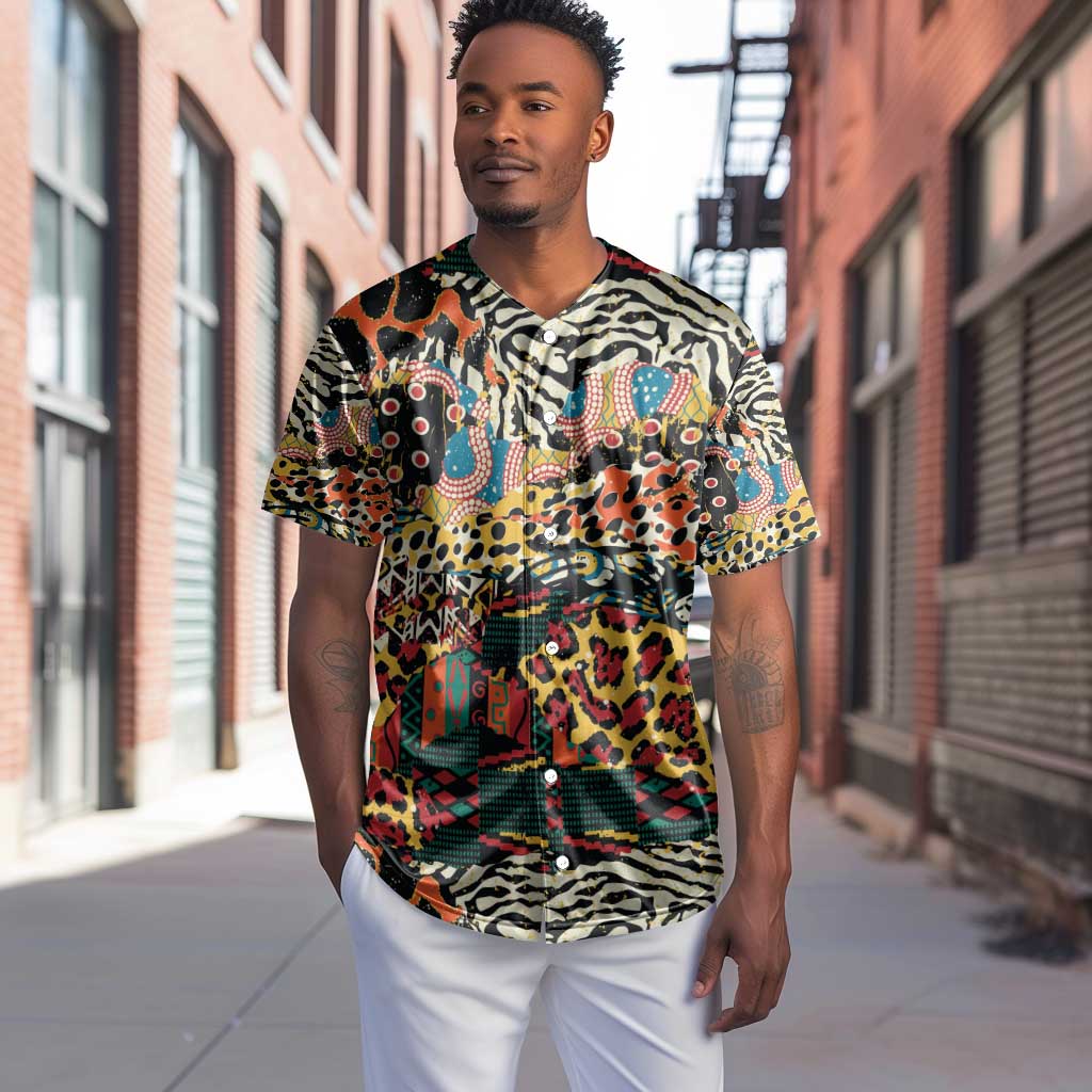 African Mixed Wild Animal Skins Baseball Jersey LT9