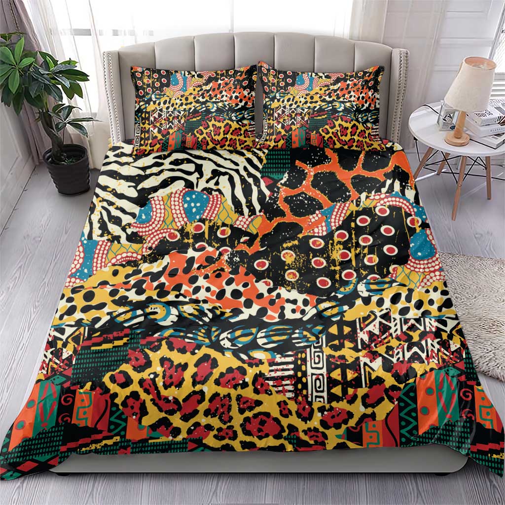 African Mixed Wild Animal Skins Bedding Set LT9