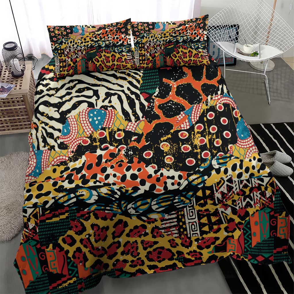 African Mixed Wild Animal Skins Bedding Set LT9