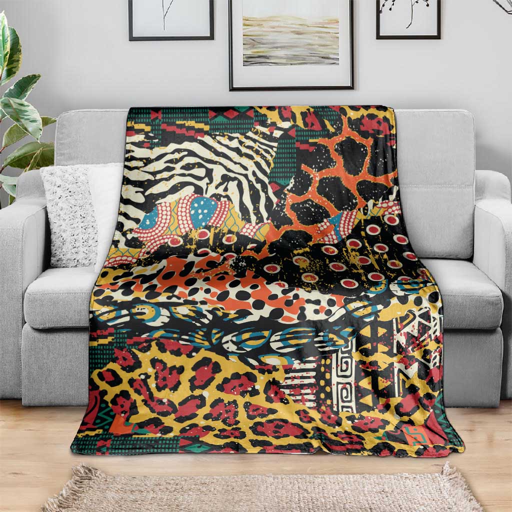 African Mixed Wild Animal Skins Blanket LT9