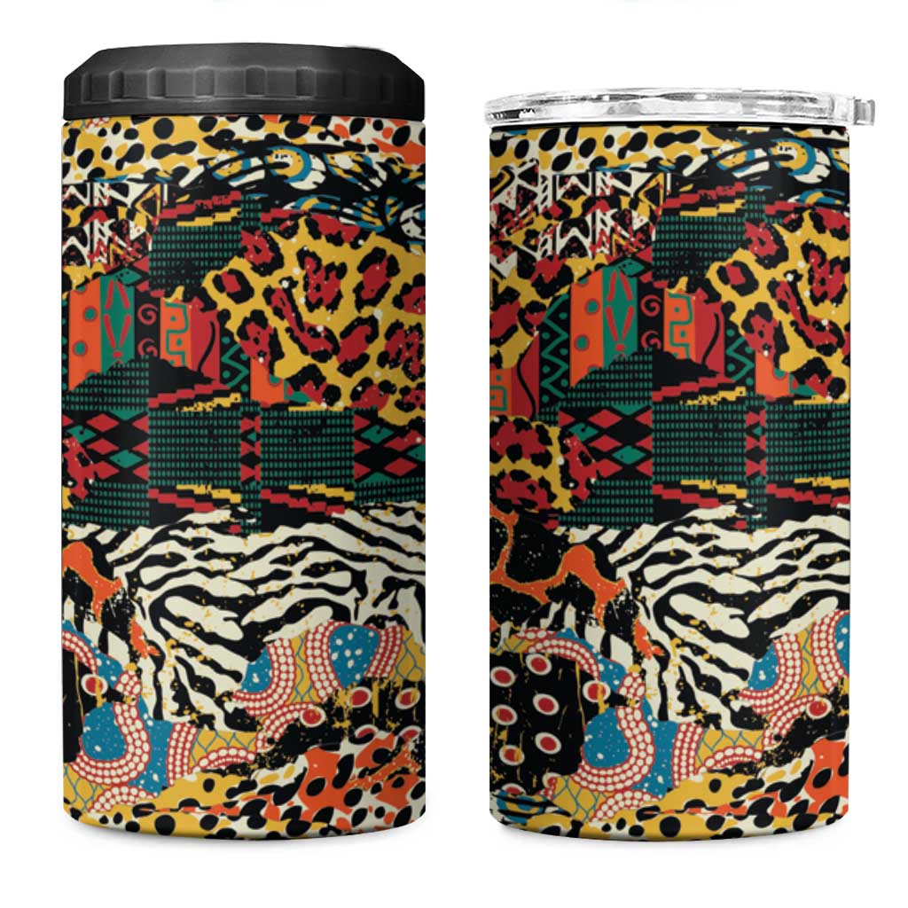 African Mixed Wild Animal Skins 4 in 1 Can Cooler Tumbler LT9