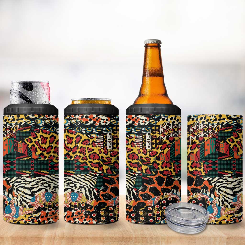 African Mixed Wild Animal Skins 4 in 1 Can Cooler Tumbler LT9