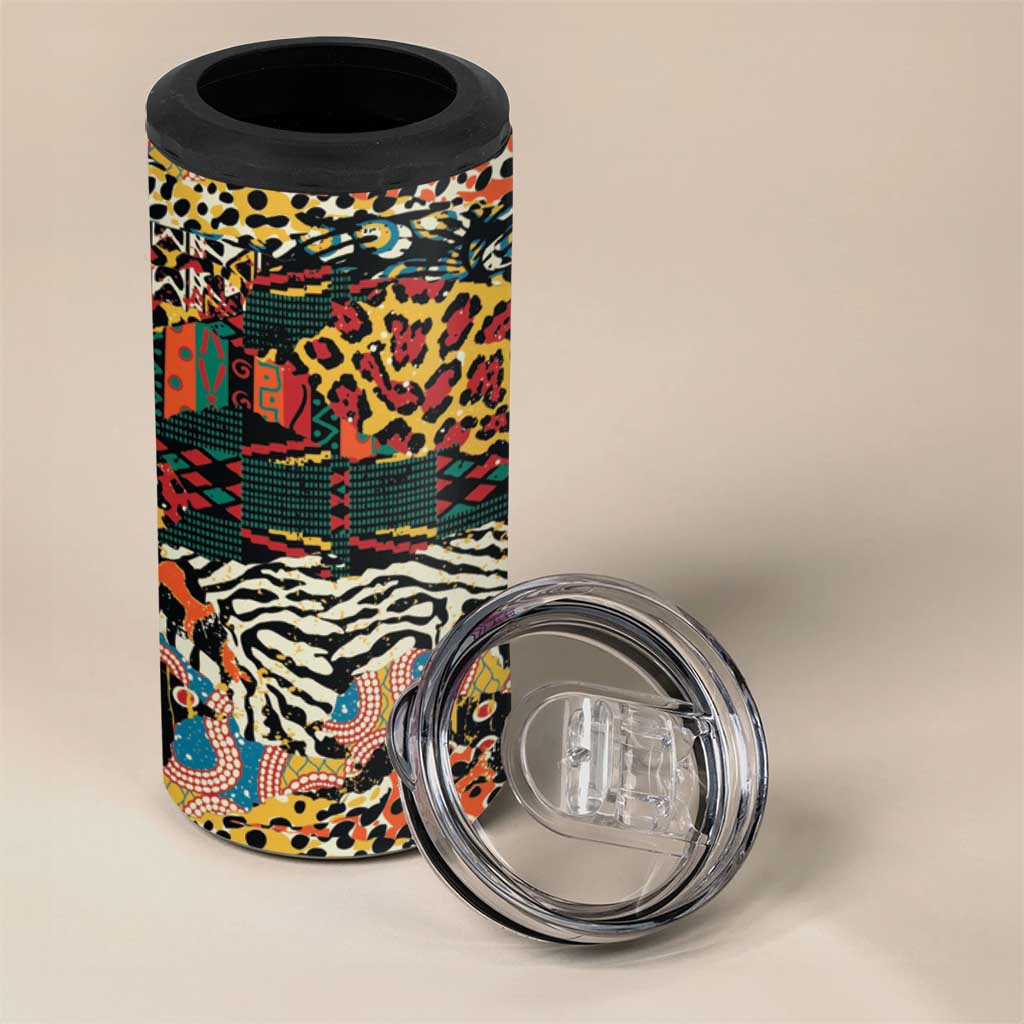 African Mixed Wild Animal Skins 4 in 1 Can Cooler Tumbler LT9