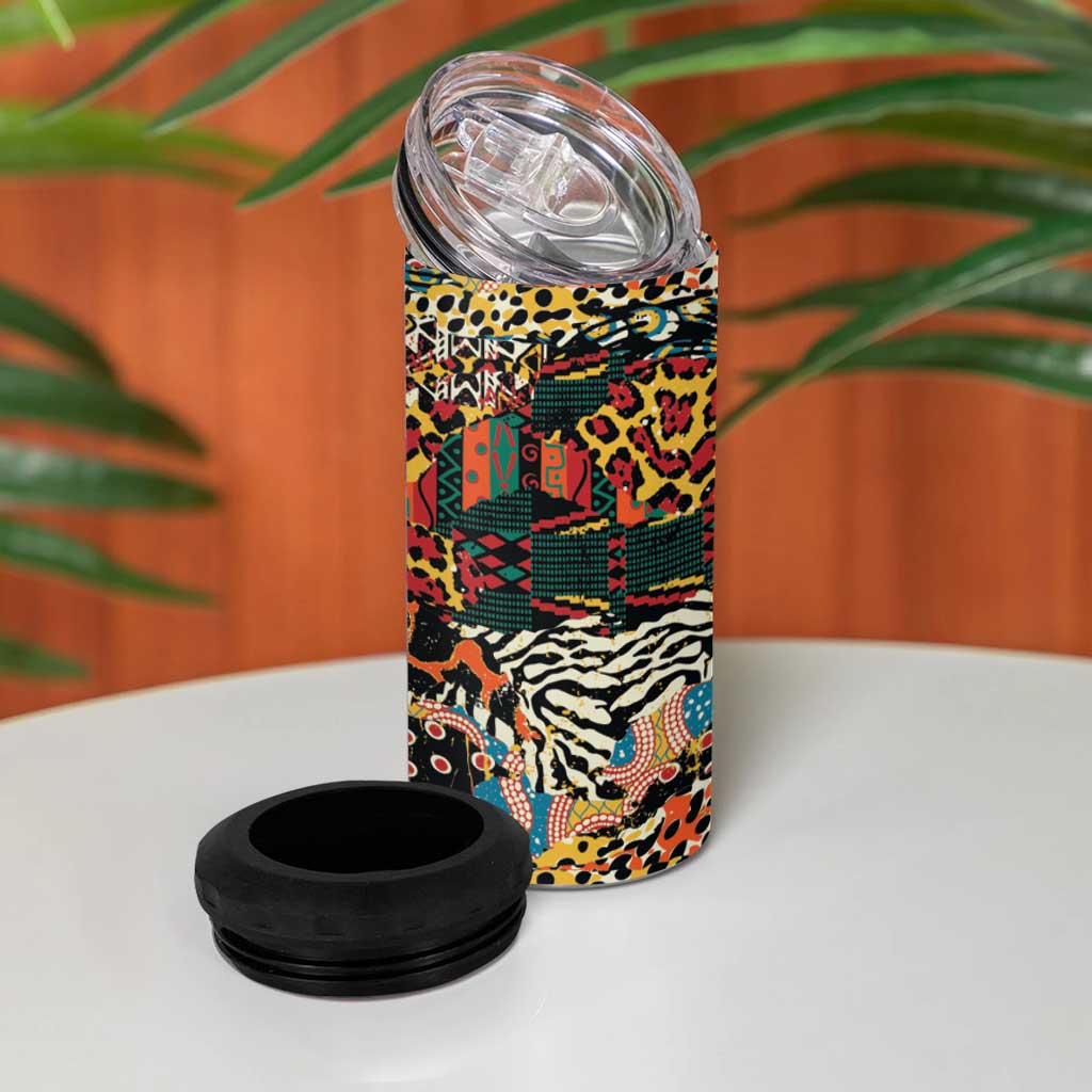 African Mixed Wild Animal Skins 4 in 1 Can Cooler Tumbler LT9