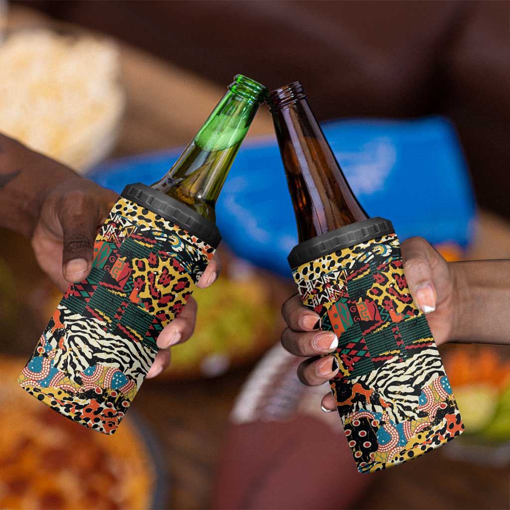 African Mixed Wild Animal Skins 4 in 1 Can Cooler Tumbler LT9