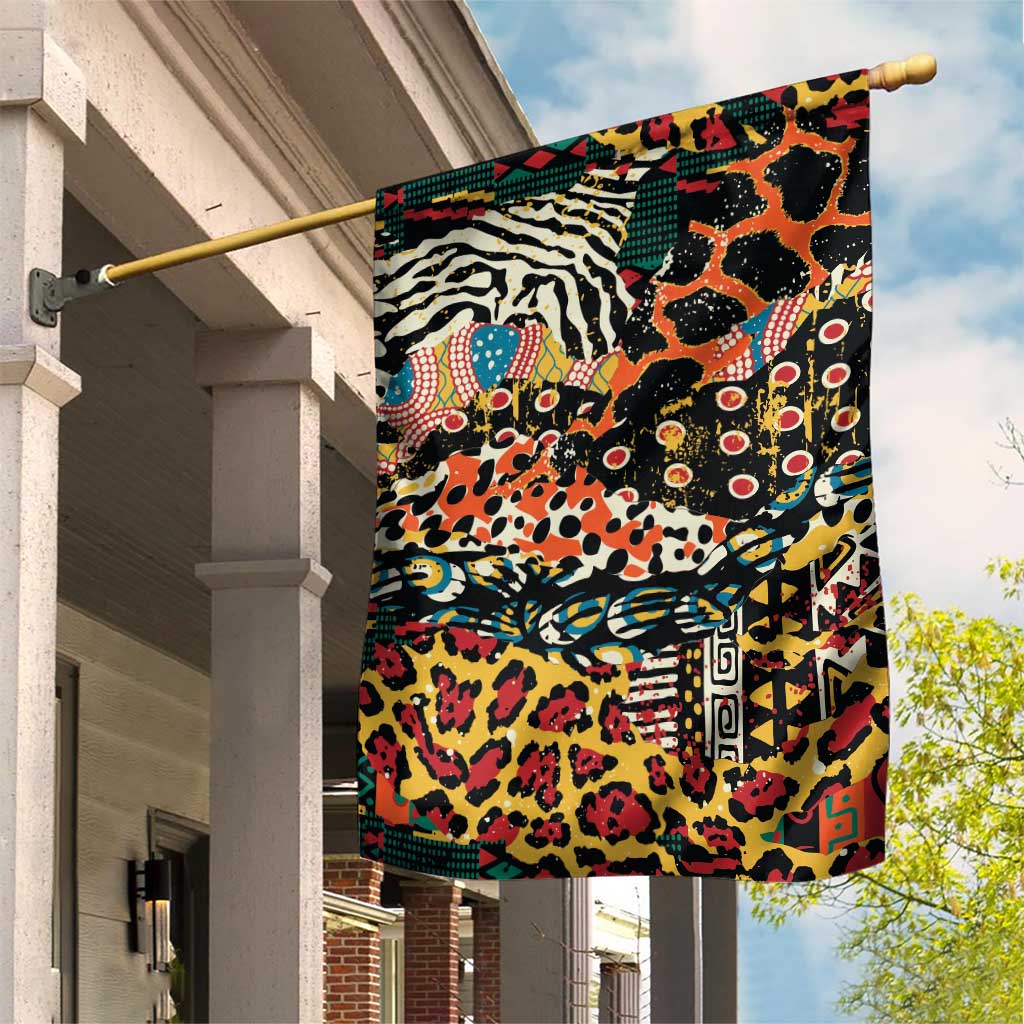 African Mixed Wild Animal Skins Garden Flag LT9