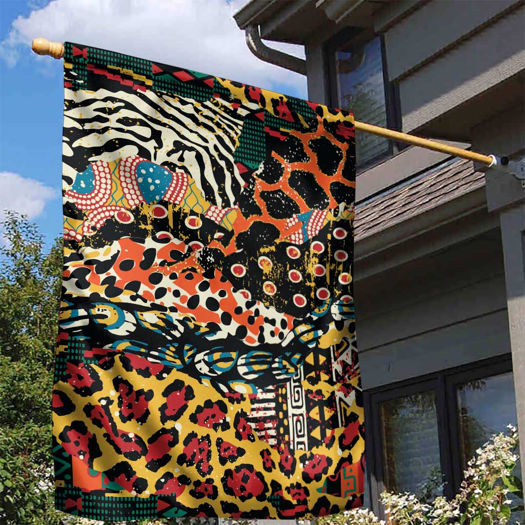African Mixed Wild Animal Skins Garden Flag LT9